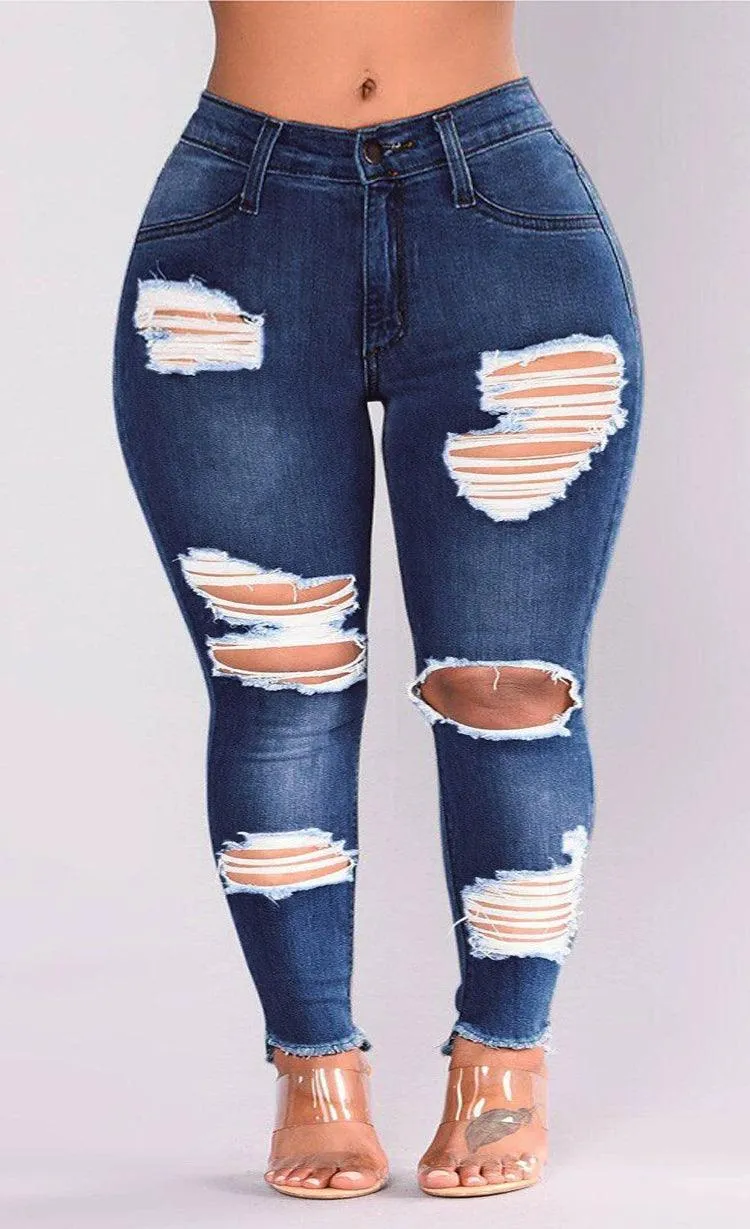 Youthful Style Plus-Size Stretch Ripped Fat Lady Jeans Plus Size Fat Lady Denim