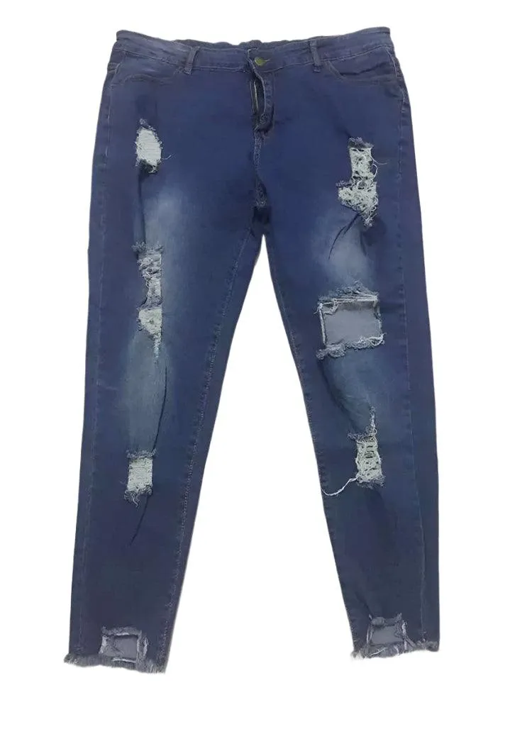 Youthful Style Plus-Size Stretch Ripped Fat Lady Jeans Plus Size Fat Lady Denim