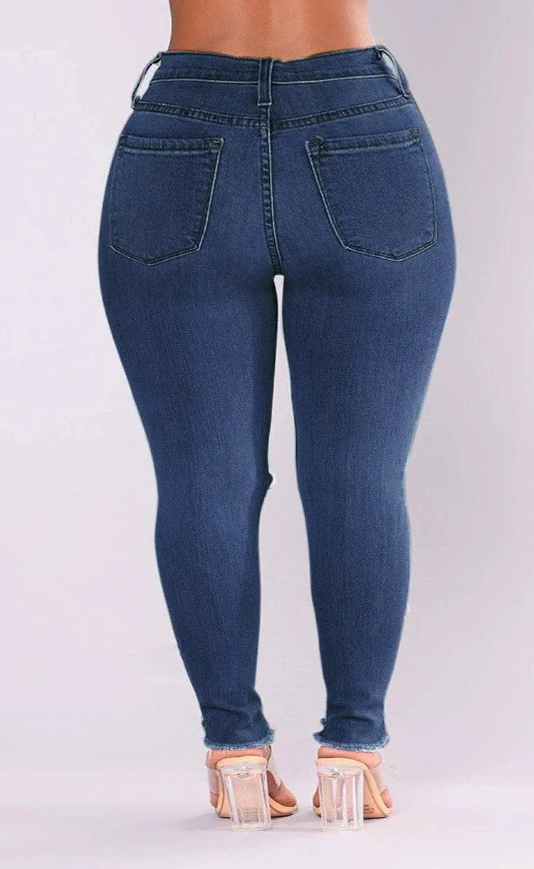 Youthful Style Plus-Size Stretch Ripped Fat Lady Jeans Plus Size Fat Lady Denim