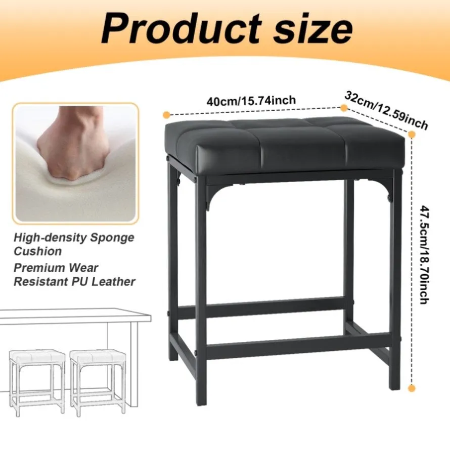 ZUN 2 Pack Vanity Stool Chair, Makeup Stool, Faux Leather Vanity Stool, Modern Foot Stool for Vanity 87729795